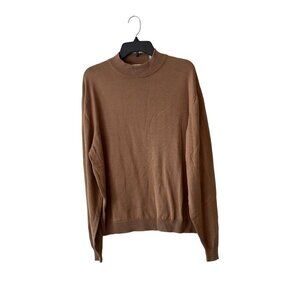 Bachrach Men's Brown Mock Neck Sweater L 75% Silk 25% Tencel